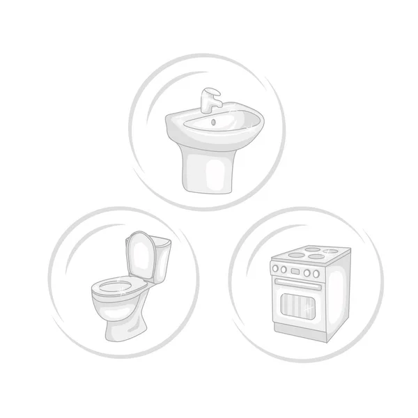 Iconos limpiar las superficies de plomería y artículos para el hogar — Vector de stock