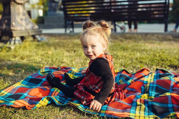 Menina sorridente no prado — Fotografia de Stock