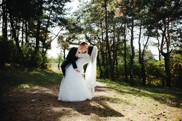 Mooie bruidspaar poseren — Stockfoto