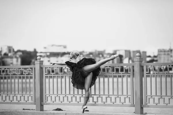 Ballerina poserar på en bakgrund av sjön — Stockfoto