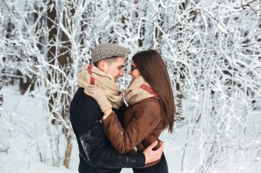 Mutlu çift kar Park