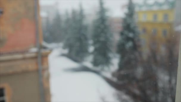 白い雪の街 — ストック動画