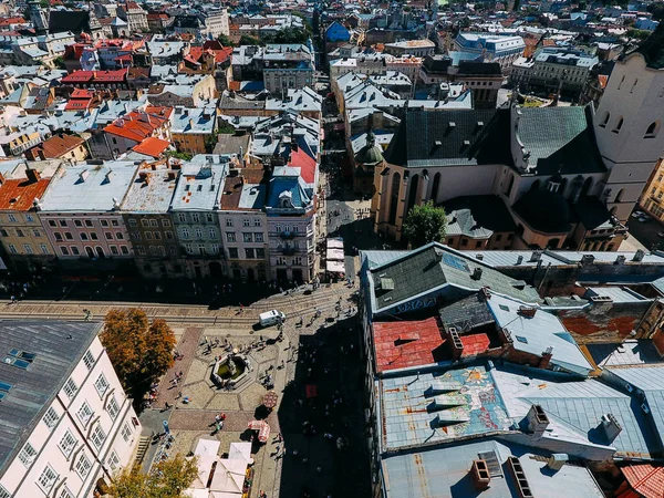 Vista aérea da paisagem urbana na cidade velha — Fotografia de Stock