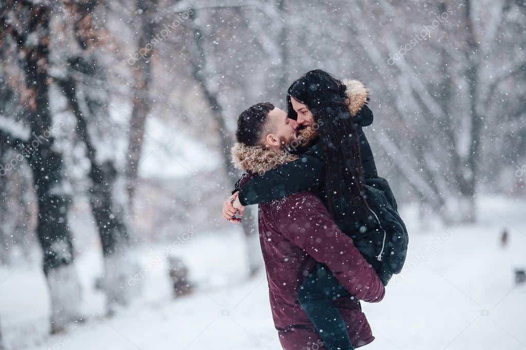 Beautiful young couple kissing