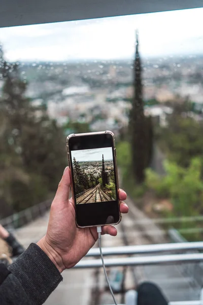 Blick von der Standseilbahn auf direkter Schiene, Tiflis — Stockfoto