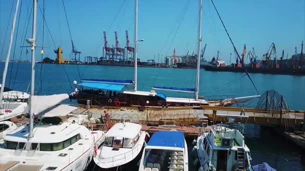 Widok z lotu ptaka. Odessa Port handlowy Marine — Wideo stockowe