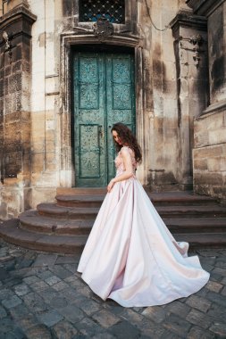 Şık bir gece elbisesi giymiş bir kadın.