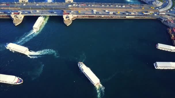 Galata híd légifényképezés — Stock videók