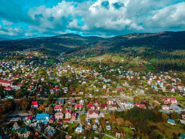 Small town in the countryside, aerial photography