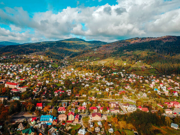 Small town in the countryside, aerial photography