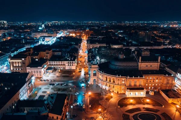 Нічний вид оперного театру в Одесі. — стокове фото