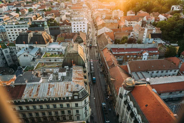Zagreb Croatie. Vue Aérienne De La Place Ban Jelacic — Photo