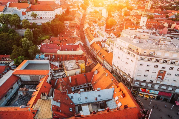 Zagreb Kroatien. Flygfoto från ovan av Ban Jelacic Square — Stockfoto