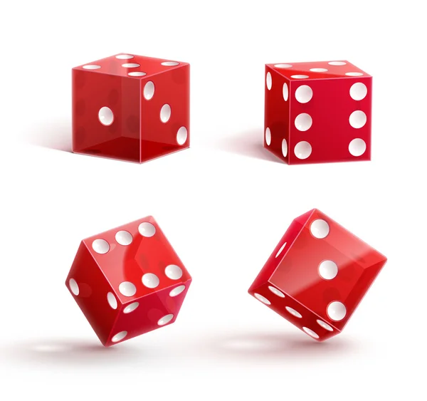 Casino dados rojos cubos — Vector de stock