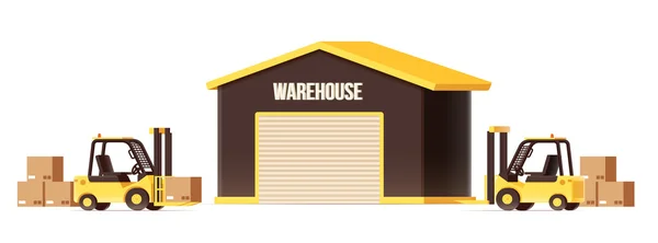 Warehouse logistics forklifts — Stock Vector