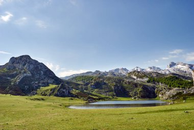 La Ercina Gölü. Covadonga 'da. Asturyalar. İspanya