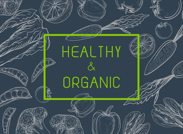 Templat desain vektor makanan vegetarian Organik Sehat Logo - Stok Vektor