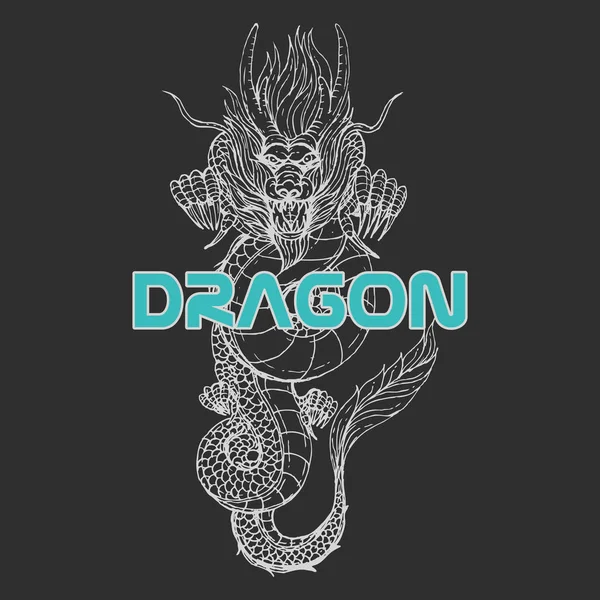 DRAGON vintage logo vector design — Stock Vector