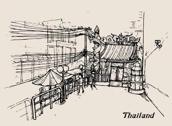 Ilustração vetorial de tailândia no estilo esboço, mão desenho il — Vetor de Stock