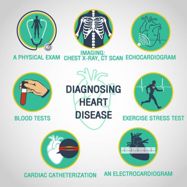 kalp hastalığı vektör logo simge tasarım Infographic teşhis
