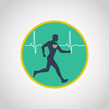 egzersiz stres testi vektör logo simge tasarım