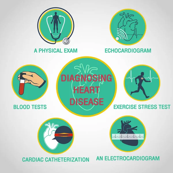 Diagnóstico de enfermedades cardíacas vector logotipo icono diseño infografía — Vector de stock