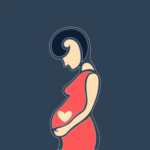 Zwangere vrouw-, gestileerde vector symbool — Stockvector