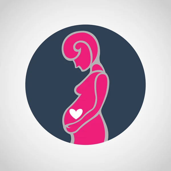 Zwangere vrouw-, gestileerde vector symbool — Stockvector