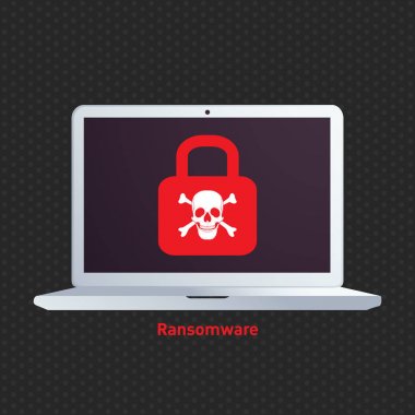 Ransomware / apps ve ağları için bir dizüstü bilgisayar düz simgesini ware fidye