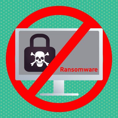 Ransomware / apps ve ağları için bir dizüstü bilgisayar düz simgesini ware fidye