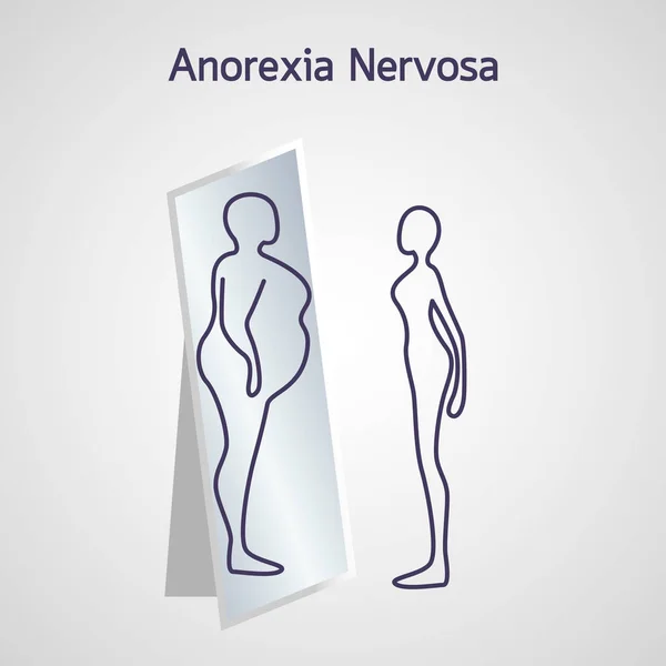 Anorexia Ilustración del icono del vector Nervosa — Vector de stock