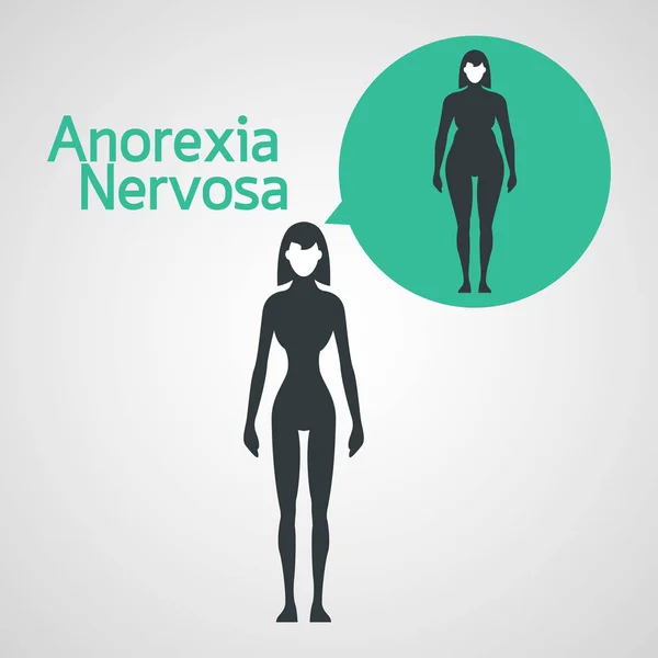 Anorexia Ilustración del icono del vector Nervosa — Vector de stock