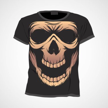 Kafatası t-shirt tasarım şablonu vektör çizim