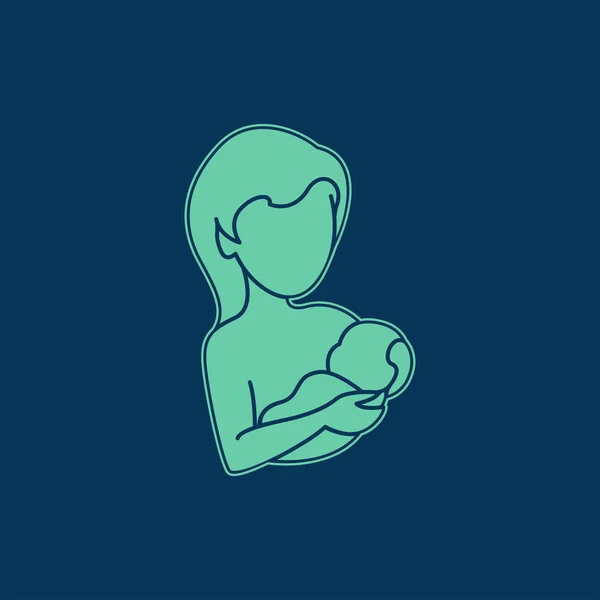 母乳喂养的母亲和她刚出生的婴儿孩子矢量图标说明 — 图库矢量图片