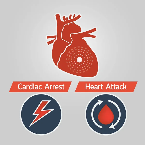 Ilustración del icono del logotipo del vector de paro cardíaco y ataque cardíaco — Archivo Imágenes Vectoriales