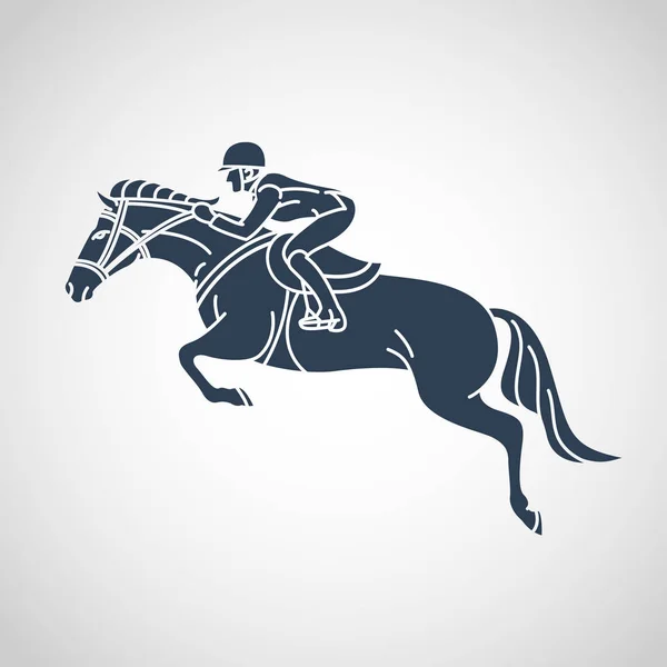 Carrera de caballos. Ilustración del logotipo del vector del deporte ecuestre — Vector de stock