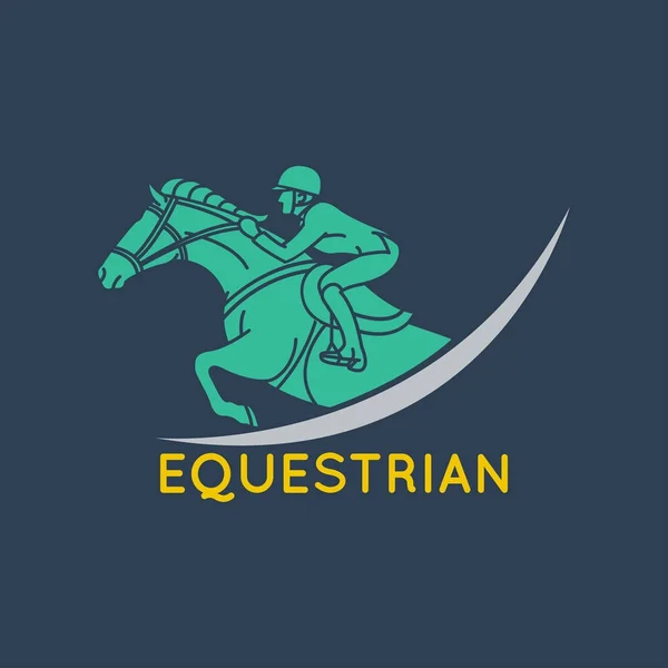 Cursa de cai. Ecvestru sport vector logo icon ilustrare — Vector de stoc