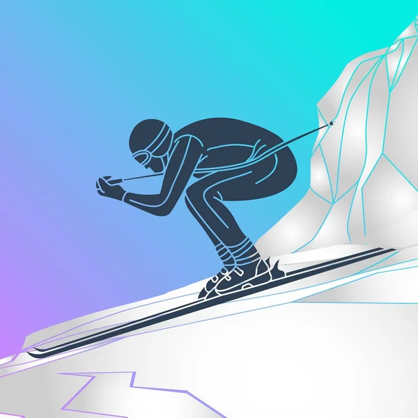 Skiing vector logo icon illustration — Stock Vector