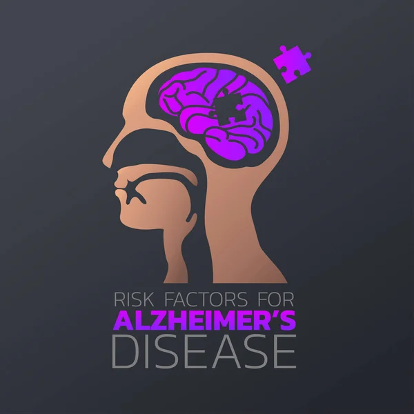 Fatores de risco para o design do ícone da doença de Alzheimer, infográfico ele — Vetor de Stock
