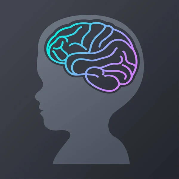 Disegno dell'icona del cervello dei bambini. logo vettoriale illustrazione — Vettoriale Stock