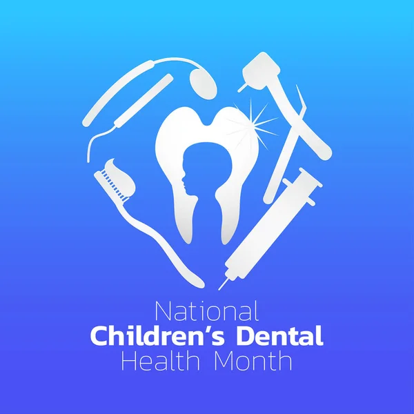 Desenho do ícone do Mês Nacional de Saúde Dental Infantil. vetor logotipo i — Vetor de Stock