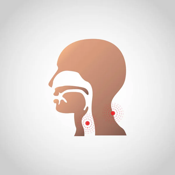 Dolor en la garganta y el cuello icono de diseño. Ilustración vectorial — Vector de stock