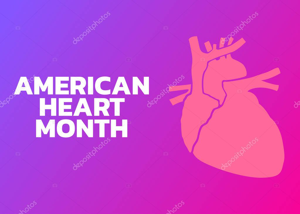 American Heart Month logo vector illustration