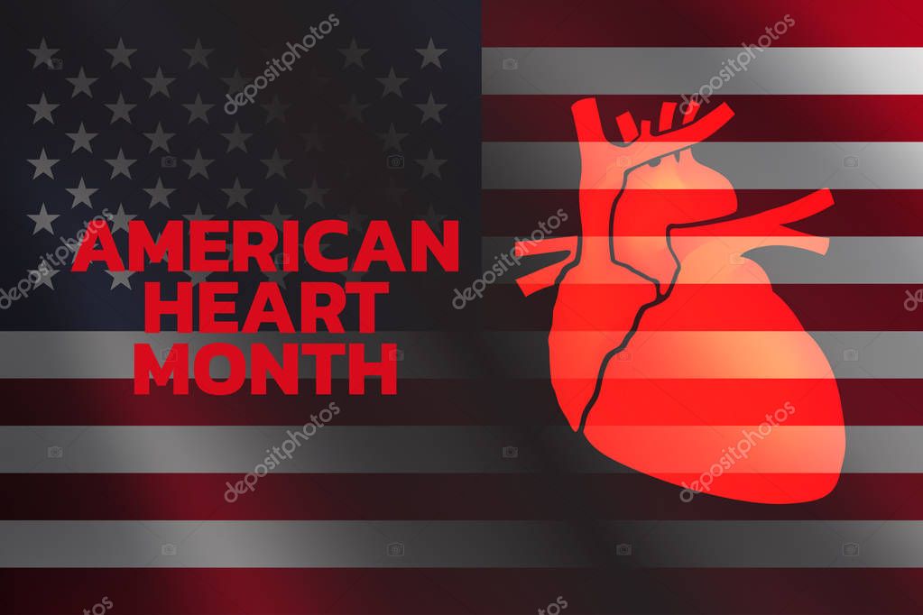 American Heart Month logo vector illustration