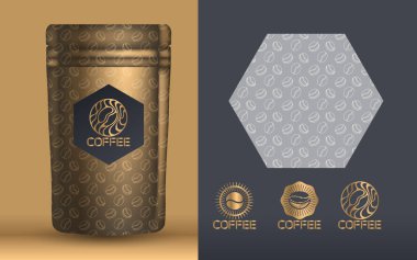 Kahve paketleme vektör tasarım şablonu, vektör çizim