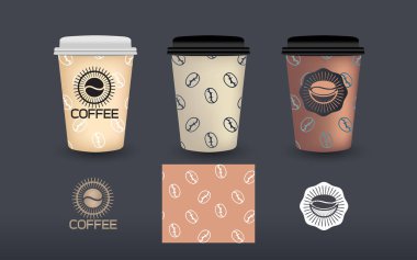 Kahve paketleme vektör tasarım şablonu, vektör çizim