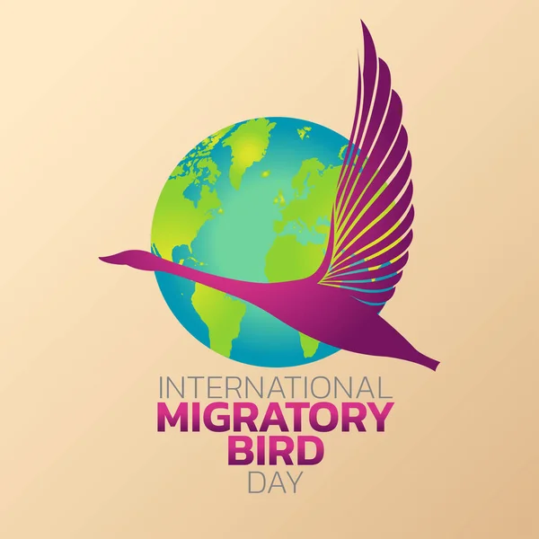 Design do ícone do logotipo do Dia Internacional das Aves Migratórias, analfabetismo vetorial — Vetor de Stock