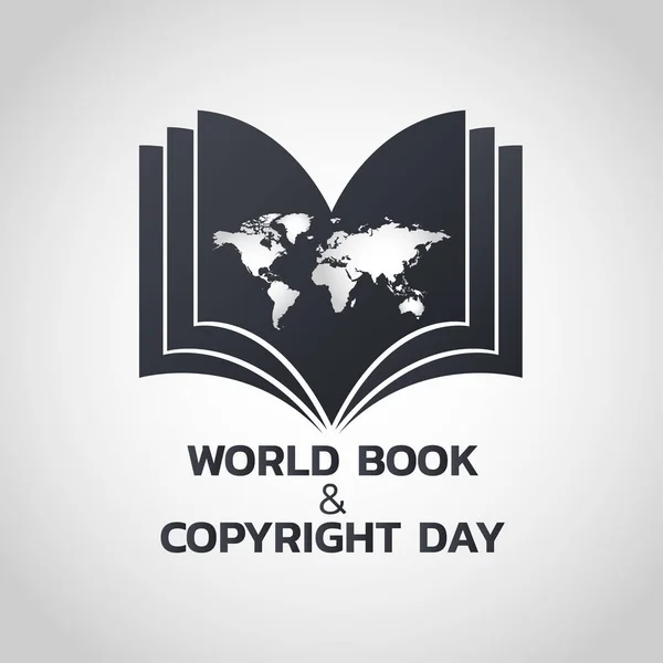 Livro Mundial e Copyright Design do ícone do logotipo do Dia, ilustração vetorial — Vetor de Stock