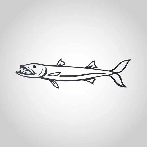 Pescado barracuda logo, vector de ilustración — Vector de stock