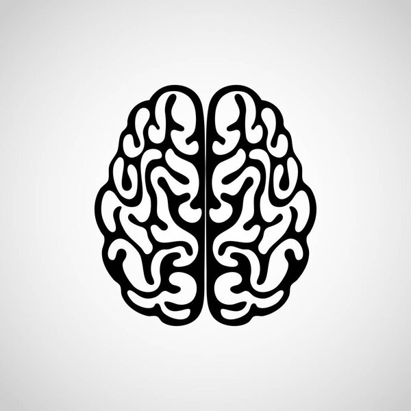 Векторная очертания человеческого мозга на белом фоне